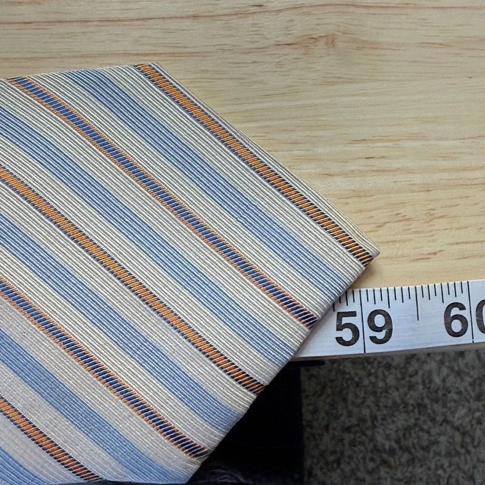 Vtg Prada Silk Repp Tie Blue Cream Striped Made in Italy Designer 3.75